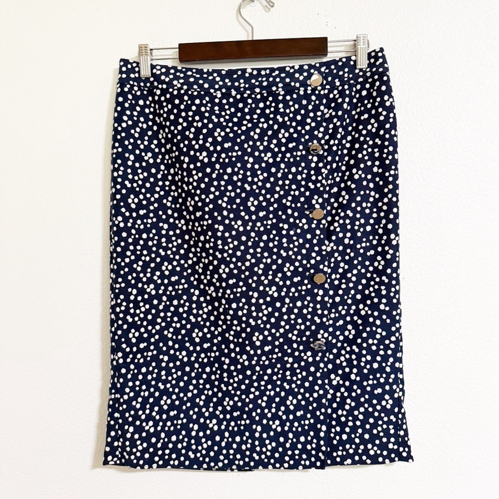 Talbots Polka Dot Faux Wrap Pencil Skirt